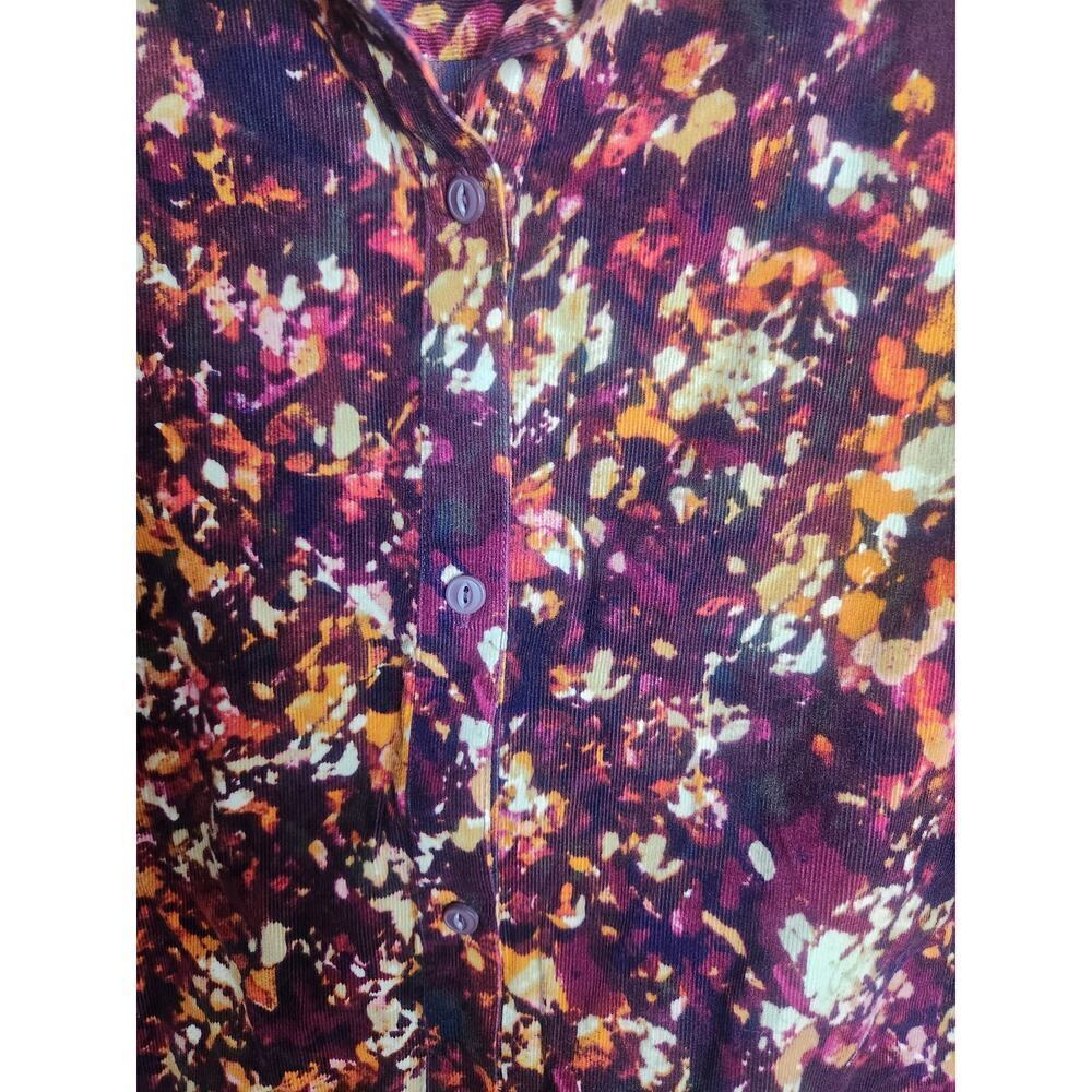 Catherine's corduroy button-down shirt sz 4X abstract fall colors lightweight - Picture 2 of 6